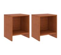 vidaXL 2x Solid Pinewood Bedside Cabinets Honey Brown 40 cm Wooden Side Table