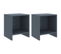 vidaXL 2x Solid Pinewood Bedside Cabinets Light Grey 40 cm Wooden Side Table