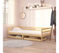 vidaXL 2x Solid Pinewood Day Bed Drawers Wooden Bedroom Bed Box Storage Unit