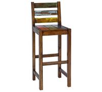 vidaXL 2x Solid Reclaimed Boat Wood Bar Stools 40x40x106cm Kitchen Chair Seat vi