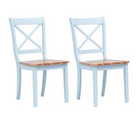 vidaXL 2x Solid Rubber Wood Dining Chairs Grey and Light Wood Kitchen Seating