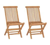 vidaXL 2x Solid Teak Folding Chairs Outdoor Garden Patio Furniture Seating