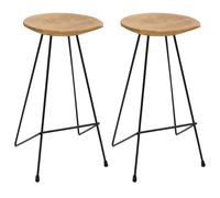 2x Solid Teak Wood Bar Stools Chair Seating Interior Decor vidaXL