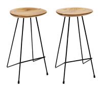 vidaXL 2x Solid Teak Wood Bar Stools Chair Teak Wood Stool Interior Decoration H