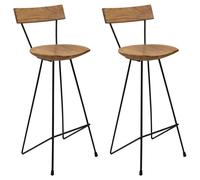 vidaXL 2x Solid Teak Wood Bar Stools Dining Chairs Interior Decoration Pub