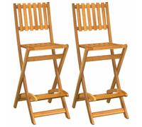 vidaXL 2x Solid Wood Acacia Folding Outdoor Bar Stools Garden Furniture Wooden B