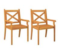 vidaXL 2x Solid Wood Acacia Outdoor Dining Chairs Patio Kitchen Accent Side Chai