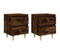 1/2x Bed Cabinet with Solid Pinewood Legs 40x35x50 cm Multi Colors vidaXL