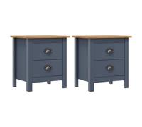 vidaXL 2x Solid Wood Pine Bedside Cabinets Hill Grey Sideboard Side Cabinet