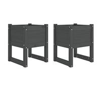 vidaXL Planters 2 pcs Grey 40x40x52.5 cm Solid Wood Pine UK GF0