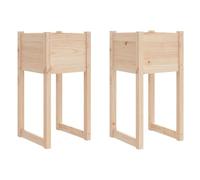 vidaXL 2x Solid Wood Pine Planters Outdoor Pot Wooden Raised Bed Garden Flower Pot Stand Vegetable Herb Bed Indoor Plant Stand Patio Planter