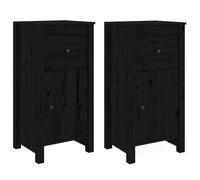 vidaXL 2x Solid Wood Pine Sideboards Black Cabinet Cupboard Home Organiser