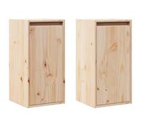 vidaXL 2x Solid Wood Pine Wall Cabinets Home Indoor Living Room Wooden Storage Wall Mounted Floating Shelf Unit Sideboard Cabinet Furniture