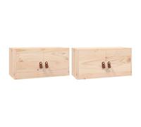 vidaXL 2x Solid Wood Pine Wall Cabinets Living Room Furniture Wooden Floating Shelf Wall Unit Hanging Storage Cabinet Floating TV Unit