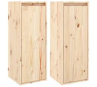 vidaXL 2x Solid Wood Pine Wall Cabinets Wooden Floating Shelf Hanging TV Wall Mounted Cabinet Unit Shelf Indoor Home Living Room Furniture