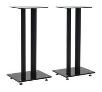 vidaXL 2x Speaker Stands Tempered Glass 2 Pillars Design Black Support Holder