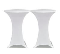 vidaXL 2x Standing Table Cover 70cm White Stretch Slipcover Tablecloth Protect v