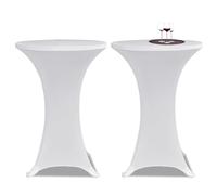 vidaXL 2x Standing Table Cover 80cm White Stretch Tablecloth Protector Sheet