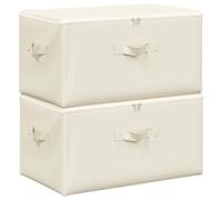 vidaXL 2x Storage Boxes Fabric Cream Home Foldable Box Storage Case Chest
