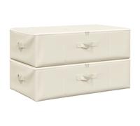 vidaXL 2x Storage Boxes Fabric Cream Home Foldable Box Storage Case Chest