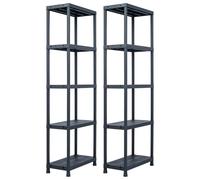 vidaXL 2x Storage Shelf Racks Black 60x30x180cm Plastic Display Organiser Unit
