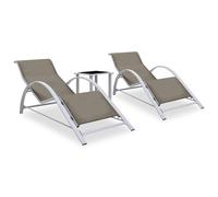 vidaXL 2x Sun Loungers with Table Lounge Bed Sun Bed Daybed Chaise Lounge Sunlou