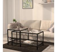 vidaXL 2x Tea Tables Tempered Glass Transparent Home Side Couch Coffee Table