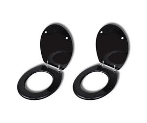 vidaXL 2x Toilet Seats with Lids MDF Black Bathroom WC Accessory