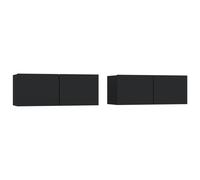 vidaXL 2x TV Cabinets Black Engineered Wood TV Unit Sideboard Media Cabinet