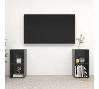 vidaXL 2x TV Cabinets High Gloss Grey Engineered Wood Hanging TV Unit Cabinet