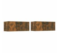 vidaXL 2x TV Cabinets Living Room Furniture Sideboard Entertainment Centre TV Console Media Unit HiFi Stereo Cabinet Smoked Oak Engineered Wood