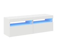 vidaXL 2x TV Cabinets with LED Lights White Hifi Stands Living Room Furniture