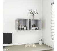 vidaXL 2X Wall Cabinets Concrete Grey Engineered Wood Hanging Cabinet Shelf