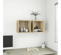 vidaXL 2x Wall Cabinets Sonoma Oak Engineered Wood Storage Hanging Cabinet