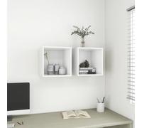 vidaXL 2x Wall Cabinets White Engineered Wood Hanging Floating Cabinet Shelf