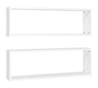 vidaXL 2x Wall Cube Shelf Home Bedroom Furniture Set Shelving Ledges Storage Wall Hanging Floating Shelf Cube Organiser White Engineered Wood