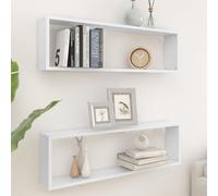vidaXL 2x Wall Cube Shelves White - Engineered Wood Wall Hanging Storage (807079)