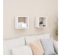 vidaXL 2x Wall Cube Shelves White Storage Wall Hanging Floating Shelf Unit