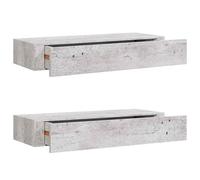 vidaXL 2x Wall Drawer Shelves Concrete Grey MDF Floating Cabinet Wall Shelf
