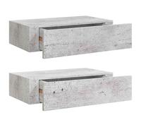 vidaXL 2x Wall Drawer Shelves Concrete Grey MDF Wall CabinetFloating Shelf