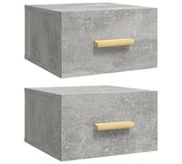 vidaXL 2x Wall-mounted Bedside Cabinets Concrete Grey Floating Bedside Unit