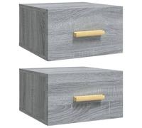 vidaXL 2x Wall-mounted Bedside Cabinets Grey Sonoma Floating Bedside Unit