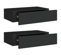 vidaXL 2x Wall-mounted Drawer Shelves Black MDF Wall CabinetFloating Shelf