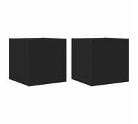 vidaXL 2x Wall Mounted TV Cabinets Black Hanging Cupboard TV Unit Hifi Cabinet