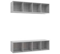 vidaXL 2x Wall Mounted TV Cabinets Concrete Grey Engineered Wood TV Stand Unit