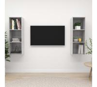 vidaXL 2x Wall Mounted TV Cabinets Concrete Grey Engineered Wood TV Unit Stand