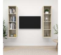 vidaXL 2x Wall Mounted TV Cabinets Sonoma Oak Engineered Wood Stereo Cabinet