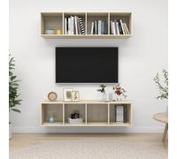 vidaXL 2x Wall Mounted TV Cabinets Sonoma Oak Engineered Wood Stereo Cabinet