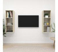 vidaXL 2x Wall Mounted TV Cabinets Sonoma Oak Engineered Wood TV Unit Stand