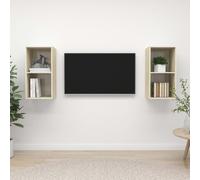 vidaXL 2x Wall Mounted TV Cabinets Sonoma Oak Engineered Wood TV Unit Stand